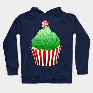Red and Green Peppermint Christmas Cupcake Hoodie